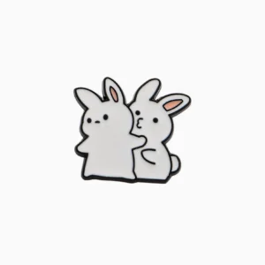 Adorable Bunny Hug Enamel Pin